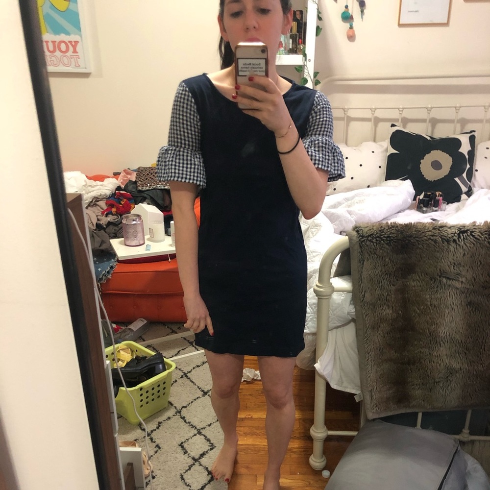 Super Cute J.Crew Gingham Sleeved Dress